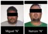 Presuntos jefes de plaza capturados por la SSP, en Tres Valles Nahúm "N" y Miguel "N"