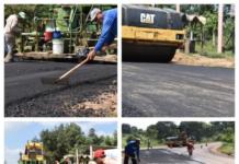 Colocan asfalto en la calle principal de la colonia Encinal, en Cosoleacaque Colocan asfalto en calle de Cosoleacaque