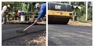 Colocan asfalto en la calle principal de la colonia Encinal, en Cosoleacaque Colocan asfalto en calle de Cosoleacaque