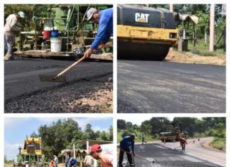 Colocan asfalto en la calle principal de la colonia Encinal, en Cosoleacaque Colocan asfalto en calle de Cosoleacaque