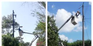 Realizan rehabilitación de lámparas de vapor sodio en Cosoleacaque