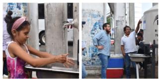 Coloca Ayuntamiento de Cosoleacaque lavamanos públicos en distintos puntos del municipio