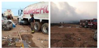 Combate PC Minatitlán incendio en Las Matas