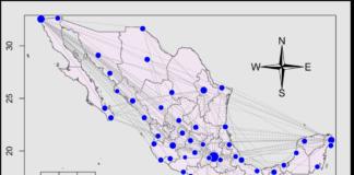 Vulnerables ciudades mexicanas ante COVID-19: científicos Red de transporte aéreo de México utilizado por los científicos para predecir la vulnerabilidad de las ciudades ante el COVID-19.