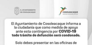 Respalda ayuntamiento de Cosoleacaque a deudos de fallecidos por COVID-19