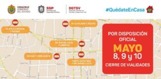 Acciones para restringir la movilidad y puntos de sanitización en Xalapa, Veracruz y Minatitlán Cortes vehiculares en Xalapa por COVID-19