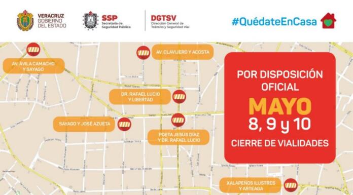 Acciones para restringir la movilidad y puntos de sanitización en Xalapa, Veracruz y Minatitlán Cortes vehiculares en Xalapa por COVID-19