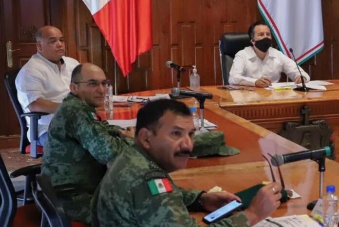 Eric Cisneros, secretario de Gobierno de Veracruz, en reunión el 14 de julio de 2020.