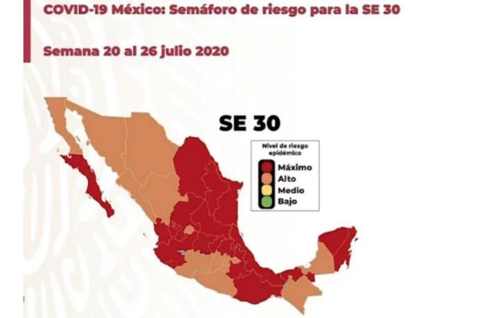 Están 14 entidades en naranja, 18 en rojo; Veracruz sigue en Máxima Alerta