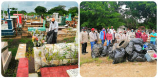 Dirección de Panteones del Ayuntamiento de Minatitlán realiza limpieza en Panteón Hidalgo contra Dengue