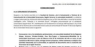 Convocan a paro en la UV para exigir expulsión de presunto agresor sexual Convocan estudiantes de la UV a suspender actividades este 25 de noviembre