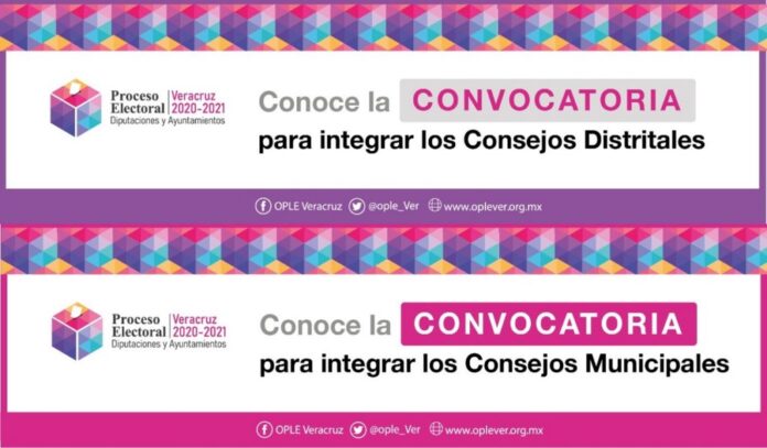 Convocatorias publicadas únicamente en el sitio web del organismo www.oplever.org.mx