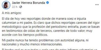 Calumnian a mi padre: Javier Herrera Javier Herrera Borunda, hijo de Fidel Herrera y coordinador de la Agenda Legislativa del PVEM en el Senado, defiende a su padre.