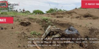 Regina Martínez, tras los pasos de una verdad enterrada: Forbidden Stories, Proyecto Cartel Fotografía de la fosa común municipal del puerto de Veracruz, durante una visita de Regina con Julio Argumedo, julio 2011. (Crédito: Julio Argumedo/Veracruzenred.mx)