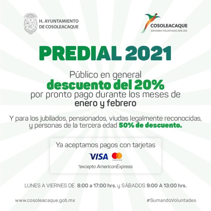 FOTO 1 - PAGO DE PREDIAL EN COSOLEACAQUE SERÁ DURANTE ENERO Y FEBRERO