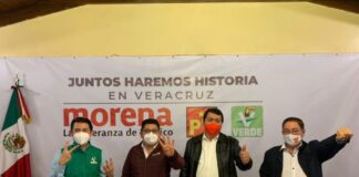 En Veracruz “Juntos haremos historia” Morena-PT-PVEM; apenas definirán candidaturas: Ramírez Zepeta Se firmó ante el Organismo Público Local Electoral (OPLE) la Coalición parcial “Juntos Haremos Historia en Veracruz”, conformada por Morena PT PVEM cuyo objetivo es alcanzar candidaturas comunes en desde 106 y hasta 211 ayuntamientos como en desde 15 y hasta 29 distritos electorales locales.