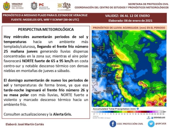 Vientos de 100 km/h traerá el FF-25 que afectará Veracruz entre jueves y sábado