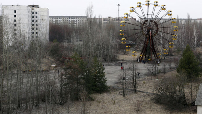 Image: A view of the abandoned city of Prypiat, near the Chernobyl nuclear power plant