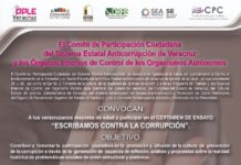 El Órgano Interno de Control del OPLE Veracruz y el Sistema Estatal Anticorrupción invitan a participar en el Certamen de Ensayo: «Escribamos Contra la Corrupción»