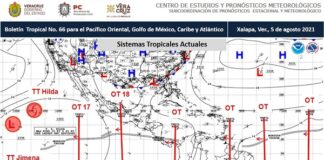 Cruza Veracruz onda tropical con lluvias en la zona sur; en proceso de formación un probable ciclón Onda Tropical 18 cruza el sur de México