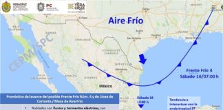 Avanzan frente frío 4 y onda tropical 37 sobre Veracruz para este fin de semana Avanzan frente frío 4 y onda tropical 37 sobre Veracruz para este fin de semana