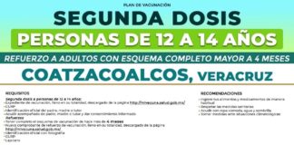 Va segunda dosis a jóvenes de 12 a 14 años en Coatzacoalcos