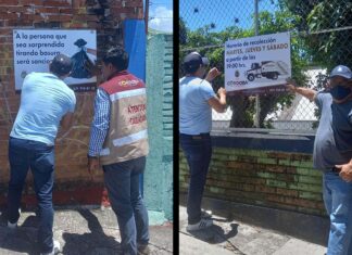 Coloca Limpia Pública de Córdoba anuncios con horarios de recolección, piden respetarlos