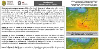 Frente frío 21 arriba a Veracruz