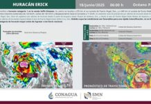 «Erick» severa amenaza para el sur mexicano; se eleva a categoría 1, podría impactar tierra con nivel 3 Erick, amenaza severa para el sur de México