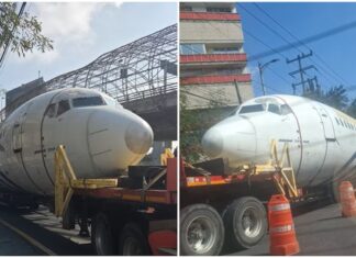 Avión en Periférico Sur causa asombro y caos en CDMX Utopías, el “Avión Biblioteca” visto sobre Periférico