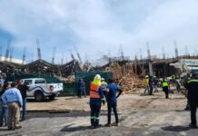 Se les cae cimbra para centro comercial en Riviera Veracruzana Colapsa cimbra en obra de la Riviera Veracruzana