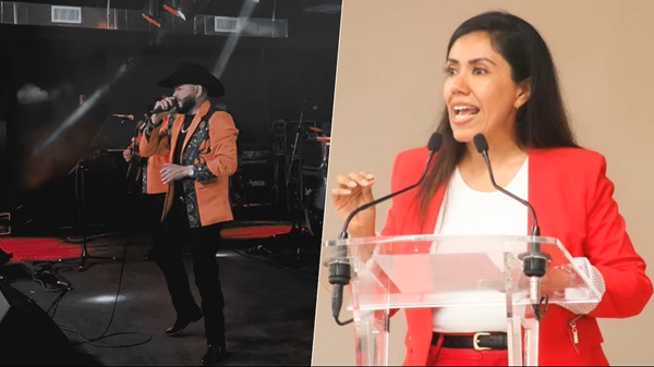 Apatzingán En medio de polémicas por la violencia en Tierra Caliente y el asesinato de Bernardo Bravo, Fanny Arreola pidió que le cantaran un narcocorrido