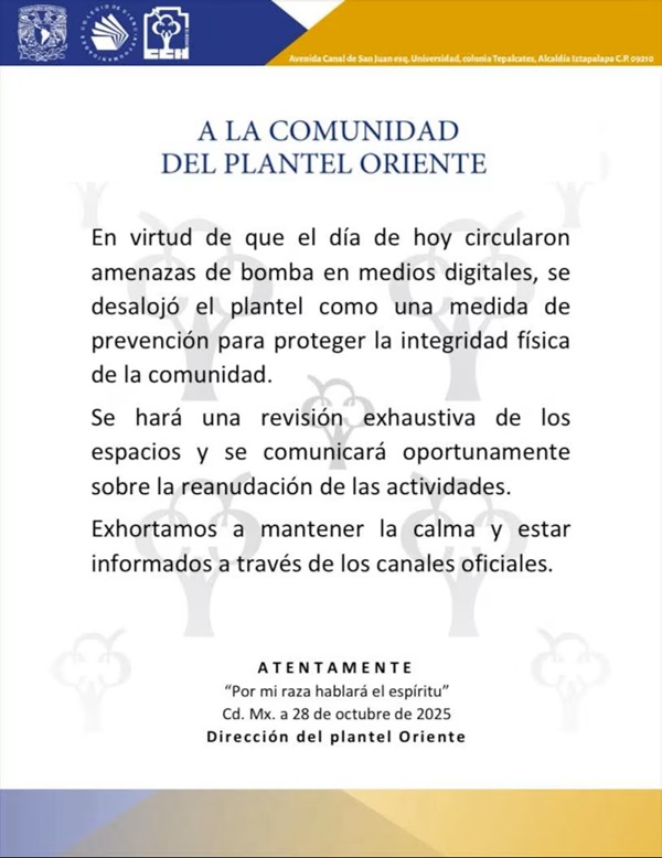 CCH Algunos planteles de la casa de estudios permanecen en paro y otros en clases en línea ante mensajes violentos