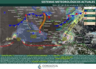 FF-11 y aire polar dejarán lluvias y heladas en México El SMN prevé vientos de hasta 100 km/h y oleaje de 3 metros por el frente frío 11 en Tamaulipas, heladas en el norte y temperaturas de hasta 40 °C en el sur del país