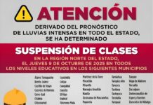 Gobierno del Estado mantiene suspensión de clases en 58 municipios ante continuidad del temporal lluvioso Suspenden clases en 58 municipios del norte de Veracruz por lluvias