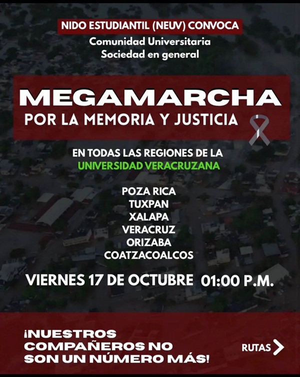 Marcha UV Se presume la desaparición - o “no localización”- de decenas de estudiantes en los municipios afectados