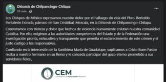 Episcopado Mexicano exige a las autoridades investigación por homicidio del sacerdote Bertoldo Pantaleón Estrada Exige CEM a autoridades de seguridad investigación del crimen del sacerdote y castigo a los responsables