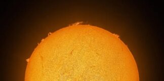 La impresionante imagen de un hombre en caída libre frente al Sol McCarthy explicó que la imagen fue tomada con varios instrumentos, especialmente ajustados a la banda de hidrógeno alfa del Sol, que revela la cromosfera solar