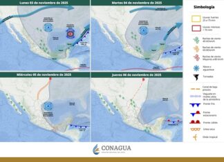 México tendrá descenso de temperaturas esta semana FF-12 se desplaza sobre el Golfo de México, y su masa de aire frío ocasionará evento de "Norte" con rachas de viento de 70 a 80 km/h y oleaje de 2 a 3 metros de altura en Tamaulipas y Veracruz