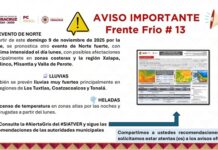Aire polar del FF13 azotará y enfriará Veracruz advierte PC La SPC-Ver alerta por bajas temperaturas, lluvias y viento con rachas fuertes a violentas por ingreso de FF-13