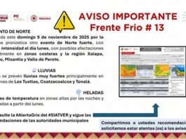 Aire polar del FF13 azotará y enfriará Veracruz advierte PC La SPC-Ver alerta por bajas temperaturas, lluvias y viento con rachas fuertes a violentas por ingreso de FF-13