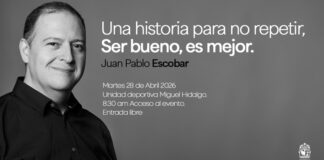 Juan Pablo Escobar llegará a Cosoleacaque con un mensaje de paz este 28 de abril Sebastián Marroquín es arquitecto, diseñador industrial y escritor colombiano, reconocido por ser hijo de Pablo Escobar. Tras el exilio, decidió cambiar su identidad y enfocar su vida en promover la reflexión, la paz y la no repetición de la violencia, convirtiéndose en un activo conferencista y crítico del legado de su padre.