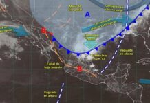 Frente Frío 43 traerá lluvias, descenso de temperaturas y granizo Todo esto ocasionará la probabilidad de lluvias fuertes a muy fuertes con descargas eléctricas y caída de granizo en el noreste, oriente y sureste mexicano, incluida la península de Yucatán, con lluvias puntuales e intensas en Hidalgo, Puebla y Veracruz.