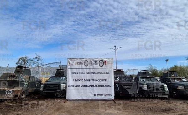 Monstruos-Tamps Las unidades fueron aseguradas entre diciembre de 2025 y febrero de 2026, en colaboración con autoridades de los tres órdenes de gobierno, en diversas acciones coordinadas por el gabinete de seguridad, a través de la Secretaría de la Defensa Nacional (Defensa).
