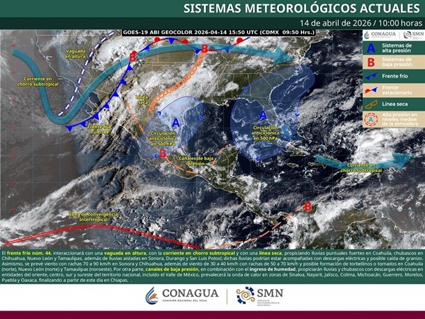 SMN-FF-44 El Servicio Meteorológico Nacional advirtió que habrá torbellinos en el norte, ráfagas intensas y un marcado contraste entre heladas en zonas serranas y calor extremo en gran parte del país.