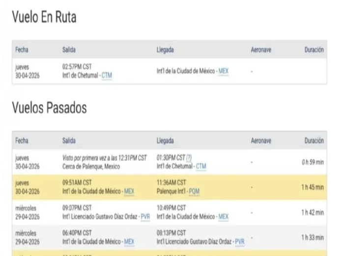 Avión militar en el caso Rocha Moya en Palenque