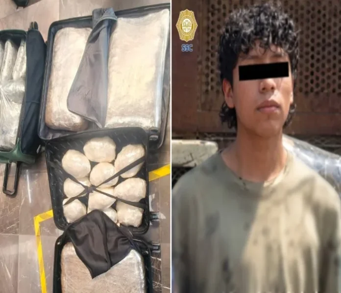 Joven detenido con 47 kilos de mariguana en Veracruz en la Terminal de Autobuses de Oriente