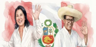 Keiko Fujimori y Roberto Sánchez disputarán la segunda vuelta presidencial: ONPE llegó al 100% del conteo electoral Keiko Fujimori y Roberto Sánchez en las elecciones en Perú