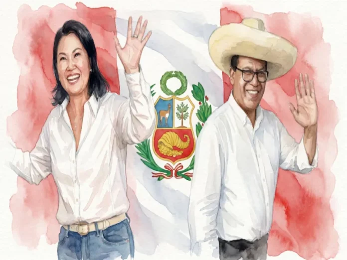Keiko Fujimori y Roberto Sánchez en las elecciones en Perú