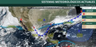 Pronostican lluvias fuertes por frente frío 50 en gran parte del país Imagen de lluvias fuertes y descargas eléctricas causadas por el frente frío 50 en México